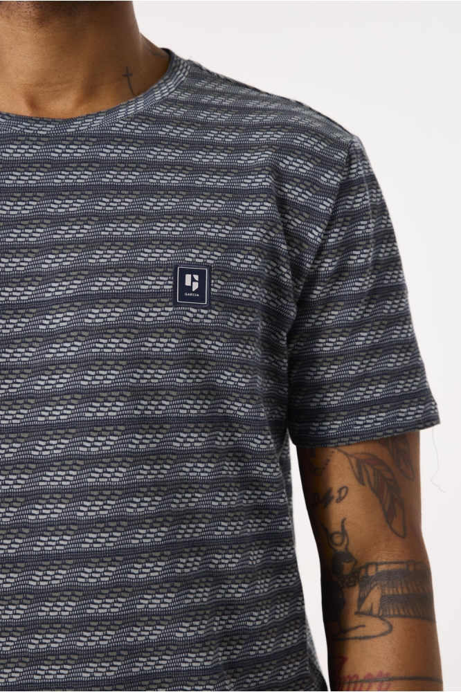 GESTREEPT T SHIRT D51004 2050 SAGE GREEN